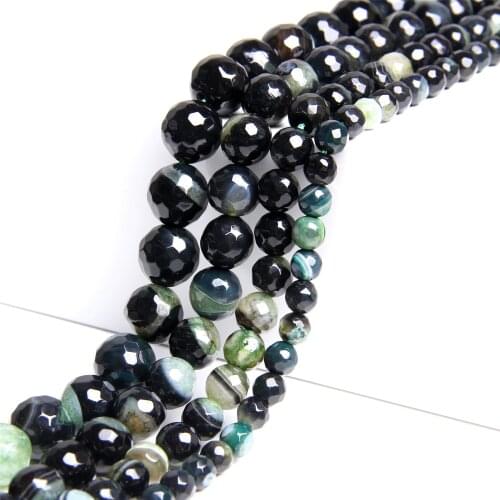 Natural black green agates spacer loose beads faceted smooth Agates beads Quartz Druzy crystal Beads for jewelry making gifts