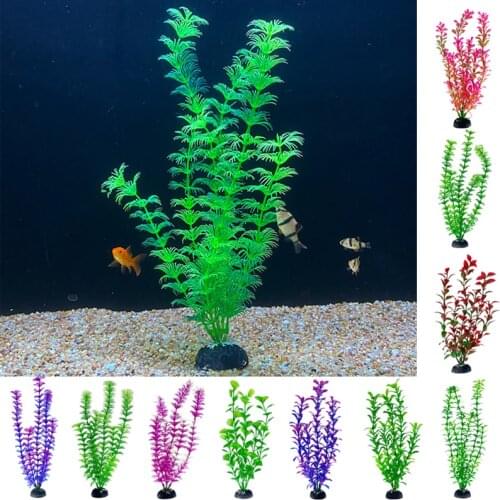 1PC Plastic Artificial Aquarium Plants Decoration Submersible Aquatic Fish Tank Fake Grass Ornament Plant Landscaping