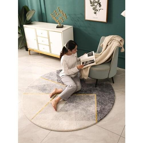 Simple Living Room Round Carpets Nordic Geometry Round Bedroom Rug Chair Floor Door Mat Nordic Carpet Non-Slip Bedside Area Rugs
