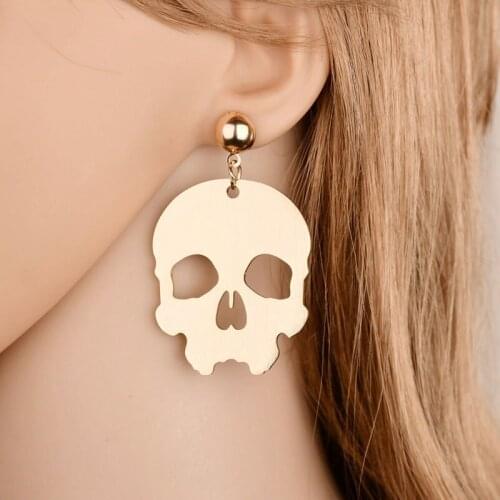 Simple temperament personality environmental protection aluminum alloy face skull and peace dove flamingo tower earrings earring