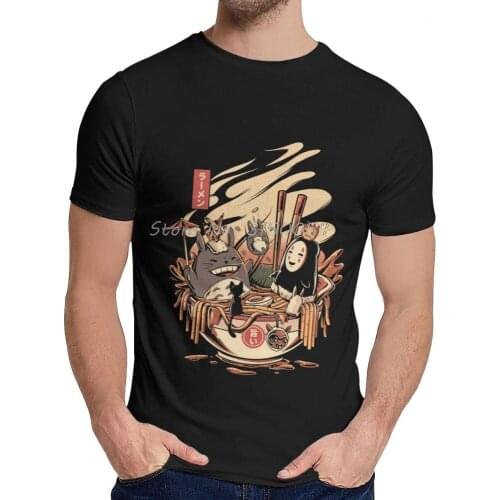 Ramen Pool Party Japanese Miyazaki Hayao Totoro T-Shirt Anime Men Cotton O-neck Tshirt Hip Hop Tees Tops Harajuku