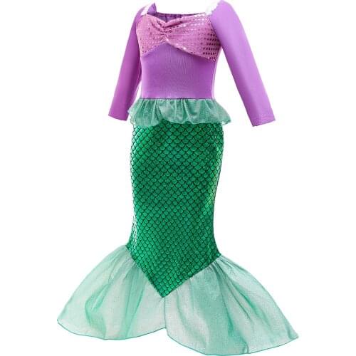 Christmas Childrens Mermaid Costume Princess Dress Spring Autumn Girls Fishtail Dress