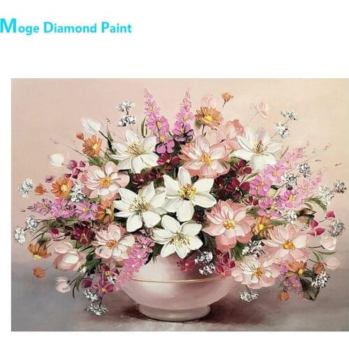 Pink Flower Vase Diamond Painting Oil Floral Round Full Drill Nouveaute DIY Mosaic Embroidery 5D Cross Stitch Home Decor Gifts