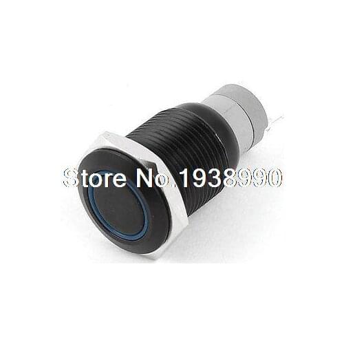 DC 12V Blue Indicator LED Light SPDT Latching 16mm Plastic Pushbutton Switch