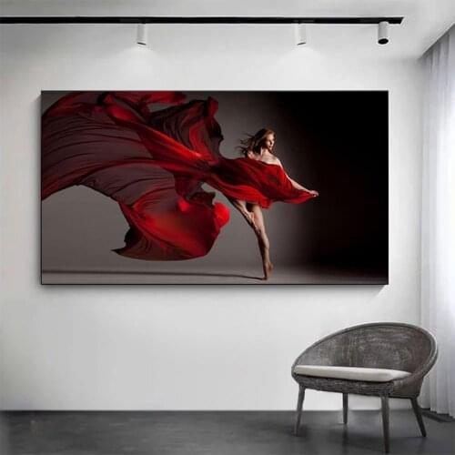 Modern Elegant Dancing Ballerina Girl Canvas Painting Poster Print Wall Art Abstract Pictures for Living Room Home Decor Cuadros