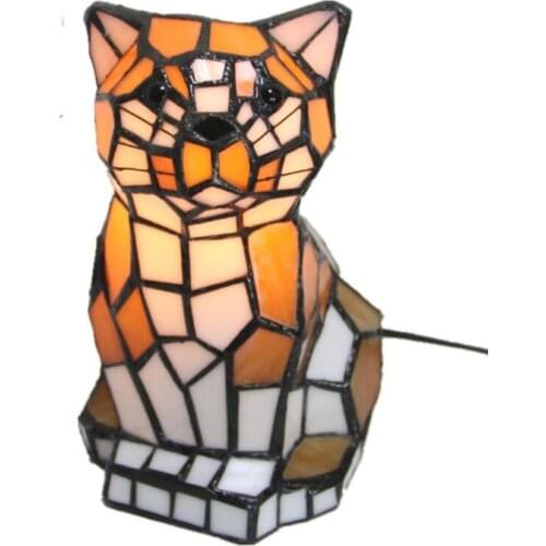Creative Lovely Dog Table Lamp for Kids' Room Bedroom Foyer Bar Tiffany Handmade Animal Night Light H 22cm 1012