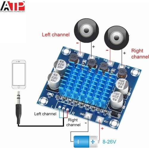 TPA3110 XH-A232 30W+30W 2.0 Channel Digital Stereo Audio Power Amplifier Board DC 8-26V 3A for Arduino