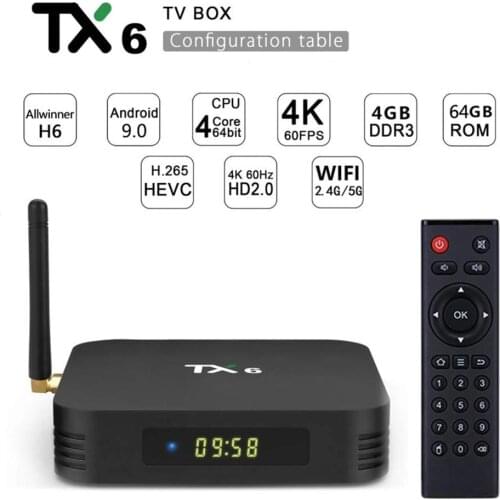 Android 9.0 Smart TV Box TX6 4GB RAM 64GB 5.8G Wifi Allwinner H6 Quad Core USD3.0 BT4.1 4K Google Player Tanix Set Top Box