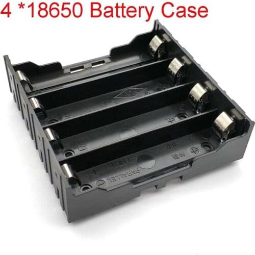 High quality 18650 battery box holder box, box for 4pcs 18650 in parallel 3.7V black pole for soldering
