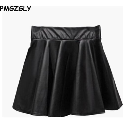 Girls Skirts New Fashion PU Faux Leather jupe Elastic Waist Baby Girl Tutu Skirt Autumn Black Kids Short Skirt Children Clothing