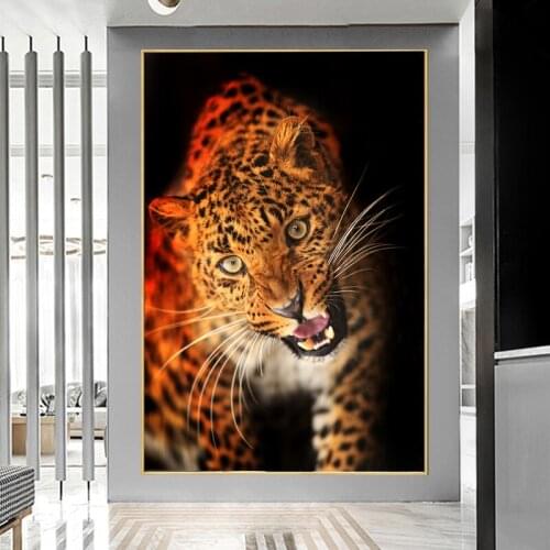 Wild Animal Ferocious Leopard Canvas Painting Modern Nordic Poster and Prints Wall Art Pictures for Bedroom Home Interior Decor
