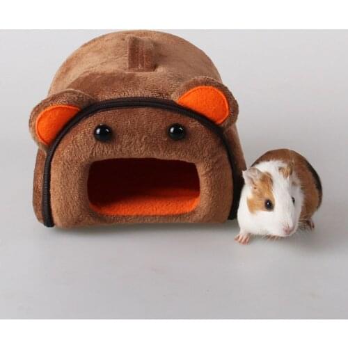 2 Size Winter Warm Box Cartoon Soft Plush hamster Guinea Pig Little Cat Kitty Cotton Cage Bed Small Pet House Christmas Gift