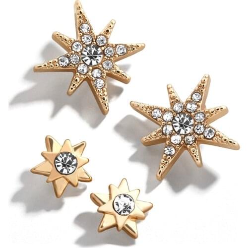 2021 Simple Star Charm Earrings for Women Girls Fashion Unique Earrings Set Rhinestone Design Stud Earring Jewelry Accessory