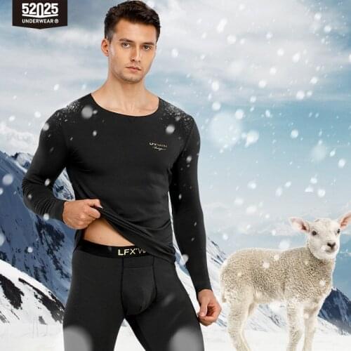 52025 Men Thermal Underwear with Merino Wool Seamless Elegant Stylish Fashionable Soft Comfortable Long Johns Warm Thermals