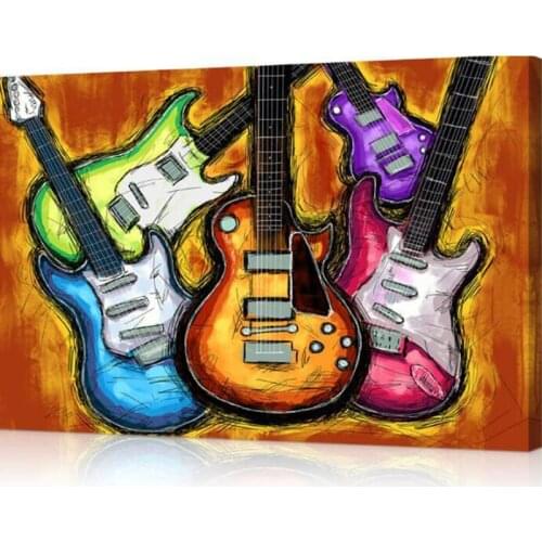 5D Needlework Crafts DIY Diamond Painting Colorful Guitar Friends Full Square Drill Rhinestone Diamond Embroidery Cross Stitch