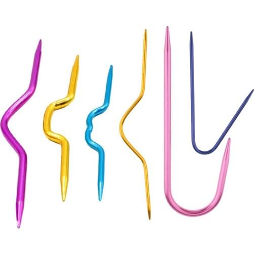 6pcs Colorful Aluminum Knitting Cable Needles Stitch Holder DIY Sewing Tools