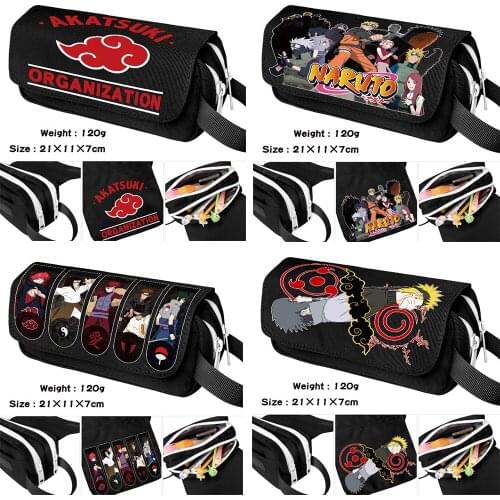 NARUTO Pencil Case Cartoon Cartoon Pen Holder Double Zipper Pencil Case Stationery Bag Men and Women Universal School Season