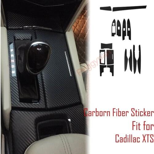 Car-Styling New 3D Carbon Fiber Car Interior Center Console Color Change Molding Sticker Decals For Cadillac XTS