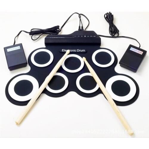 White Green Black Icon Portable Drum Kit For Beginners To Practice Folding Silicone Electronic Drum
