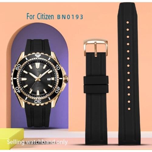 Waterproof Silicone Arc Mouth Wristband for Citizen Optokinetic Bn0190 / 0191 / 0193 / Ca0718 / 4385 Rubber Watchband Male 22mm
