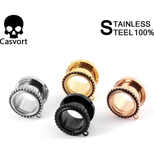 Casvort 10pcs/lot Ear Piercing Stainless Steel Dangle Plugs Tunnels Body Jewelry Expander Stretcher Fashion Earrings Jewelry