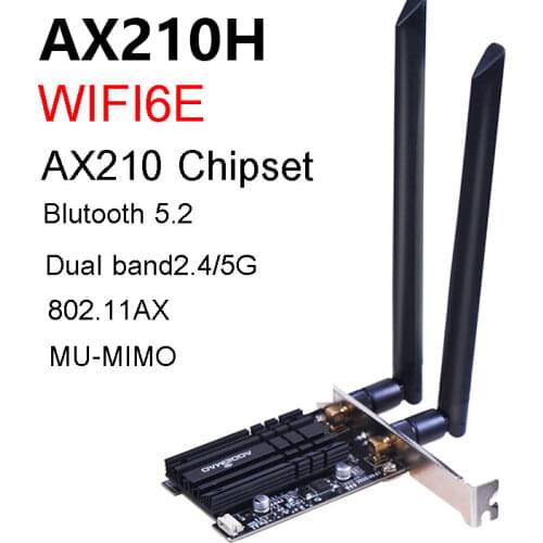 Dual band Wifi6E Intel AX210 PCI-e slot Wireless Wifi Adapter 2.4G/5Ghz 802.11ac/ax Bluetooth 5.2 AX210NGW Wi-fi Card For PC