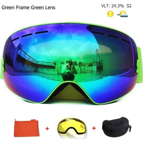 Double Layers Ski Goggles UV400 Anti-fog Big Ski Mask Glasses Skiing Snow Snowboard Eyewear Graced Lens Mirror Goggles case