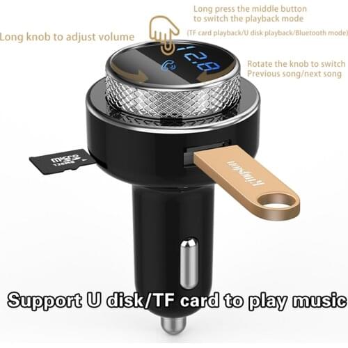 GC16 FM Transmitter for Car Fast Charger QC3.0 USB Charger MP3 Player Bluetooth-compatible 5.0 Handsfree Wireless Car Kit