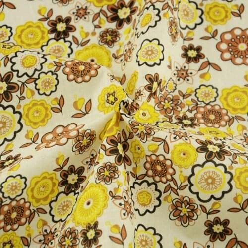 Booksew Sewing Brown And Yellow Flower Style Cotton Fabric Dye Art Work Curtain Tida Tecido Telas Patchwork Algodon Material
