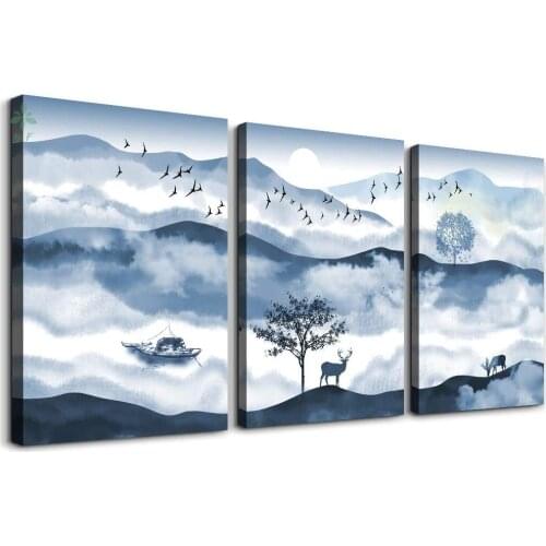 Black And White Abstract Mountain Landscape Painting Indoor Decoration