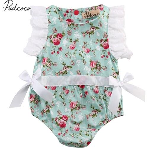 Citgeett Kids Baby Girl Clothes Lace Floral Cotton Bodysuit Jumpsuit Outfits Clothes 0-24M SS