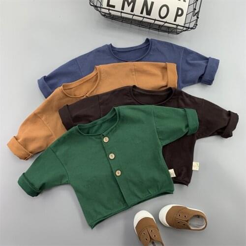 Korean Style Girls Jacket 2020 New Loose Cotton Boys Outerwear Coat Casual Knitted Cardigan BC990