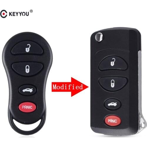 KEYYOU Remote Car Key Shell 4 Button Modified For Chrysler Sebring For Jeep Liberty For Dodge Neon Intrepid Replacement Fob Case
