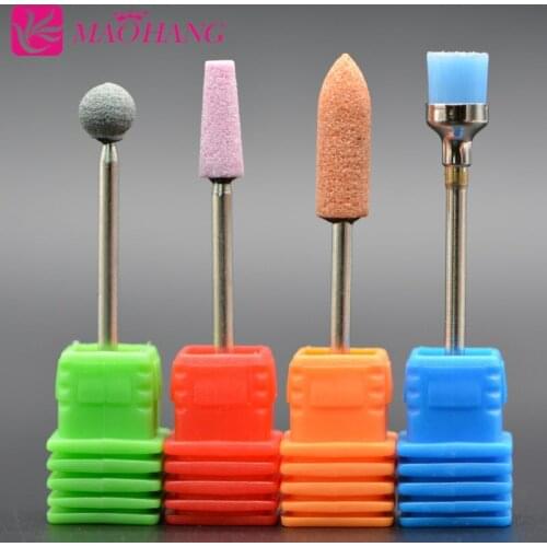MAOHANG 4pcs/set Ceramic Stone Nail Drill Bits Nail Art Tools Electric Manicure Machine Accessories Cutter Nail Files