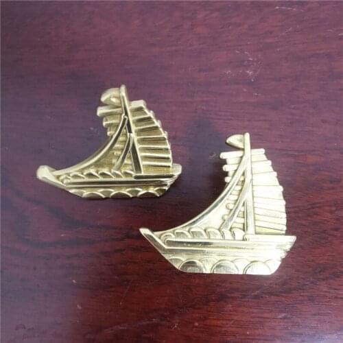 Copper Sailboat Shaped Drawer Wardrobe Cabinet Locker Handle Solid Brass Gold Furniture Knob Diy Home Cabinet Door Pulls