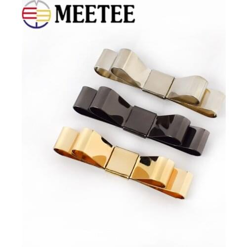 Meetee 5/10pcs 55X10mm Metal Bow-knot Shoes Buckles Bags Decoration Clip Buckle Clasp DIY Hardware Parts Accessories BF708