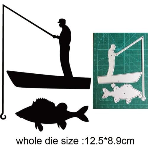 Man Fishing Riding Horse Metal Cutting Dies Cut Die Mold Decoration Scrapbook Paper Craft Knife Mould Blade Punch Stencils Dies