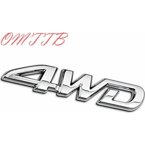 3D Metal Chrome 4WD Emblem Badge Decal Car Sticker SUV Rear Trunk Off-road For Toyota Highlander RAV4 Tiguan Honda Car Styling
