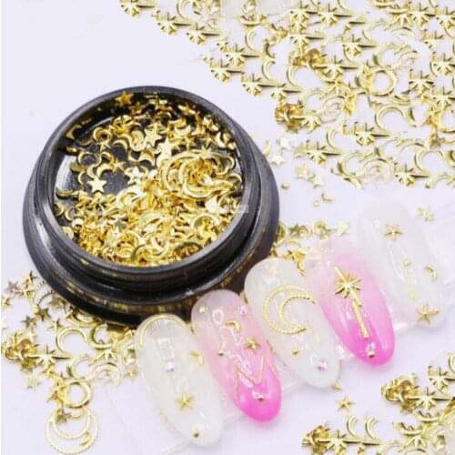 1 box nail rivet nail art decorations nail start moon ball sticker Manicure for nail design pattern 3d stick