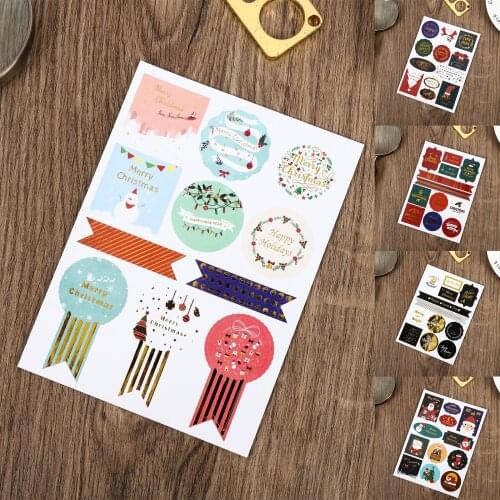 10 Sheets Paper Christmas DIY Scrapbook Deco Stickers Multicolor Snowflake Christmas Label
