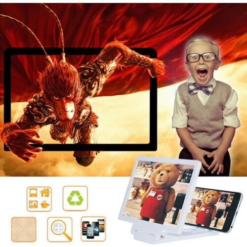 41QA 3X Zoom Foldable Mobile Phone Screen Magnifier Amplifier Enlarger Stand Holder