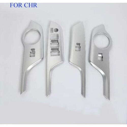 FIT For C-HR CHR 2016 2017 Car Interior Window Lift Button Trim Inner Door Armrest Cover ABS chrome
