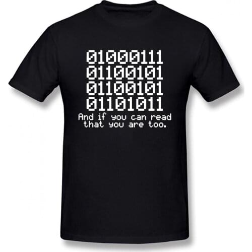 Casual Cool 0100 Binary and If You Can Read That Programmer Coder T Shirt Men Short Sleeve Printed Cotton Cartoon T-shirt Tops