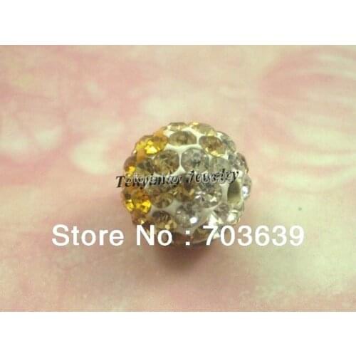 Christmas Ornaments Loose Beads 10mm AB Clay Gradient Crystal Balls 50pcs/Lot Gold Color