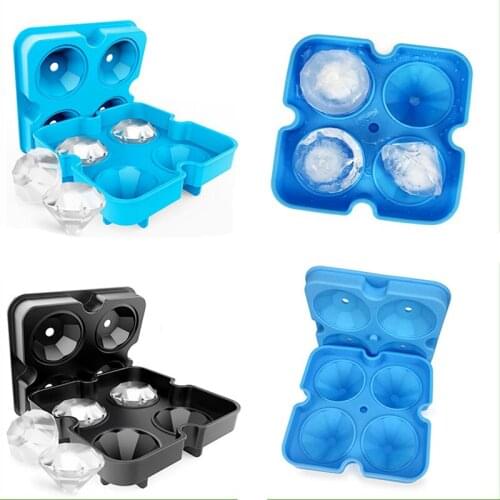4 Hole Silicone Diamond Ice Tray Food Grade Silicone Diamond Cake Mold Silicone Baking Kitchen Supplies Bar Cube Grinding Tool