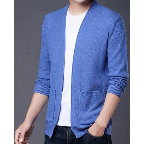 Stylish Men Solid Color Knitwear Sweaters Male Cardigan Coat Thin