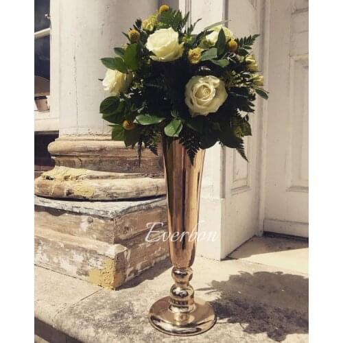 Wedding Decoration Road Lead Metal Flower Shelf Table Stand for Wedding Centerpiece Gold Flower Vase 10pcs/lot