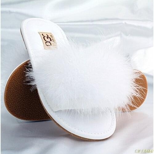 Spring plush slippers 2020 ms flat bottom antiskid indoor all-around comfortable sandals outdoor leisure Womens Plus Size 35-41