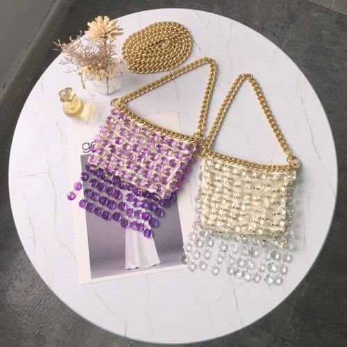 Beaded Crystal Woven Bag Shoulder Messenger Chain Female Bag Luxury Handbags Women Bags Designer