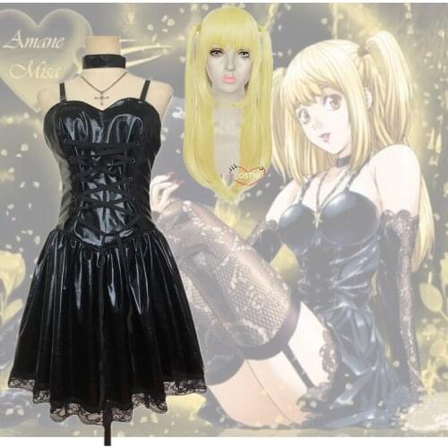 Misa Amane Cosplay Dresses Death Note Costumes MisaMisa Cosplay Wig Faux Leather Woman Skirt Halloween Carnival Dress